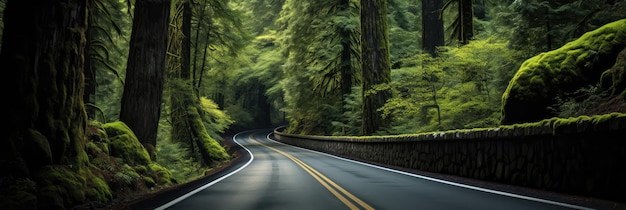 Una strada panoramica che si snoda attraverso un tunnel di alberi