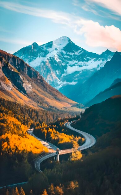 Una strada tra le montagne è stata generata