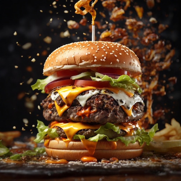 Una straordinaria fotografia di cibo in 4K che cattura un hamburger appetitoso