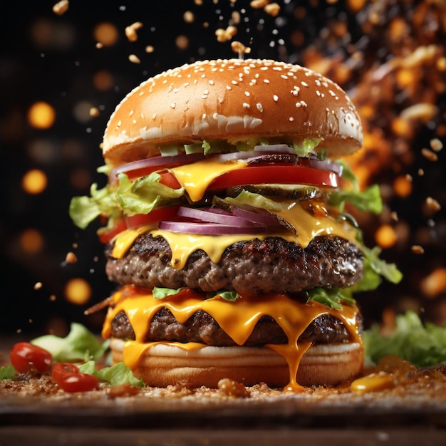 Una straordinaria fotografia di cibo in 4K che cattura un hamburger appetitoso