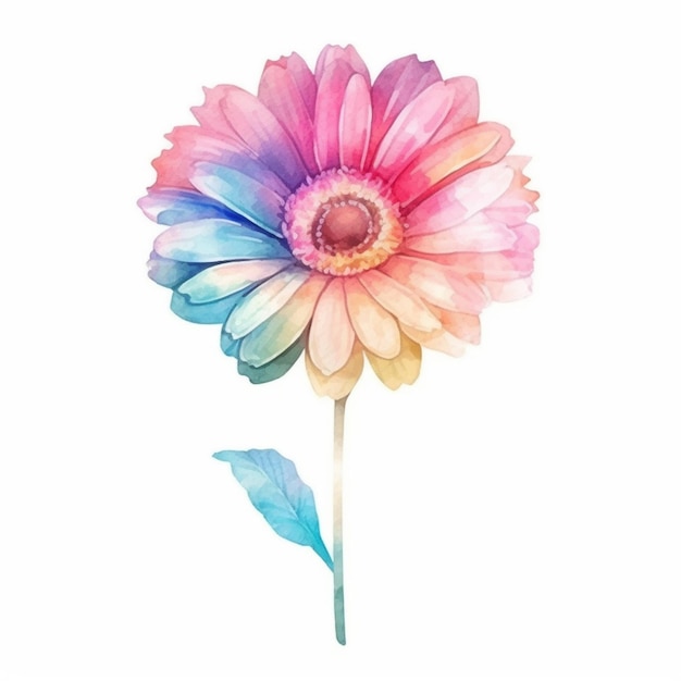 Una stravagante immagine ad acquerello di un fiore di gerbera