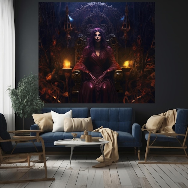 Una strega splendida seduta nella sua stanza ha generato una foto AI