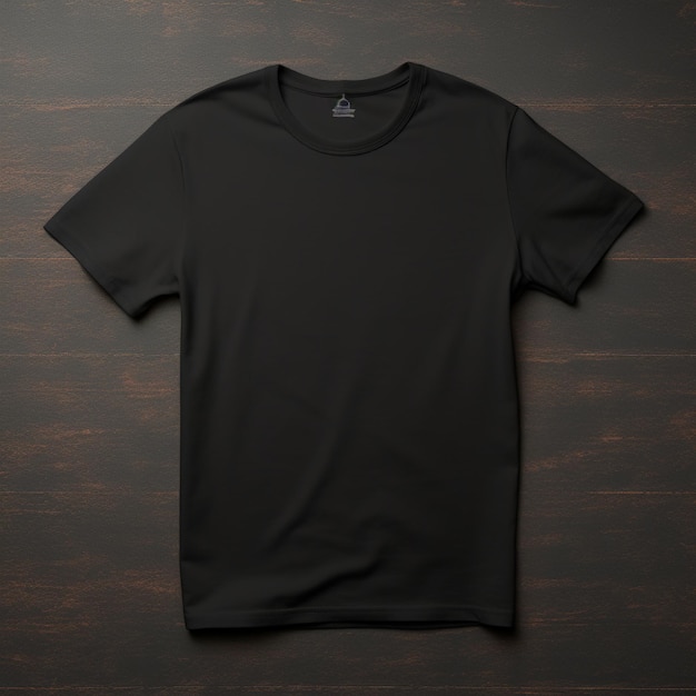 Una struttura di sfondo scuro mockup di maglietta completamente nera vuota