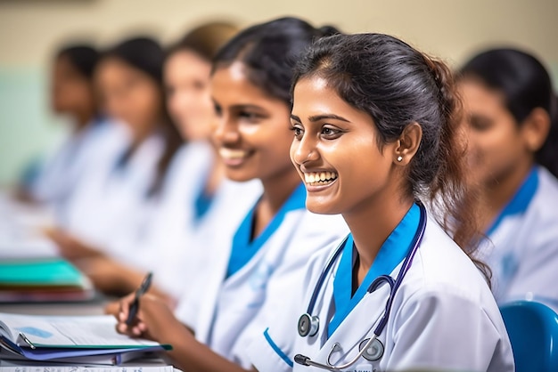 Una studentessa di infermieristica nel Tamil Nadu Una studentessa indiana che studia all'università di medicina