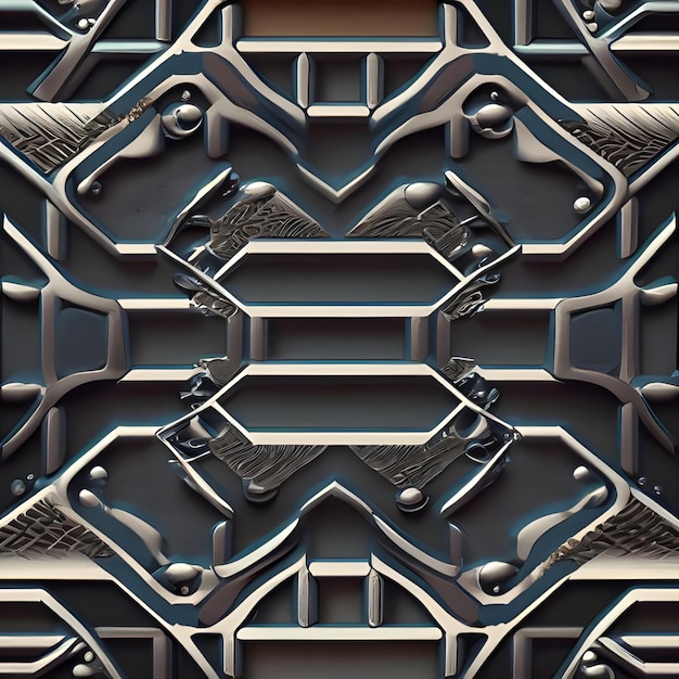 Una superficie metallica futuristica con intricati modelli geometrici Style