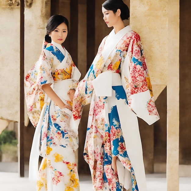 Una svolta moderna del classico kimono giapponese indossato dalle donne