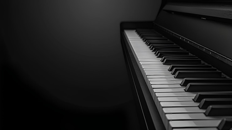 Foto una tastiera di pianoforte con tasti bianchi e neri
