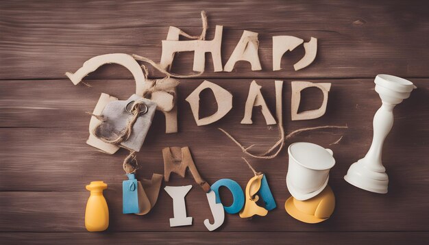 una tavola di legno con le parole " papà felice "