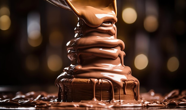 Una tavoletta di cioccolato con una tavoletta di cioccolato sullo sfondo