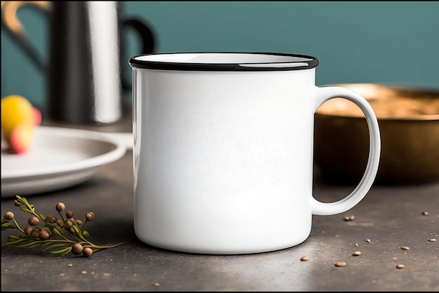 Una tazza bianca con sopra la scritta caffè