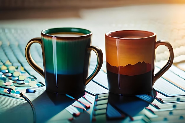 Una tazza da caffè con sopra la montagna