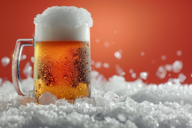 Una tazza di birra su un mucchio di neve