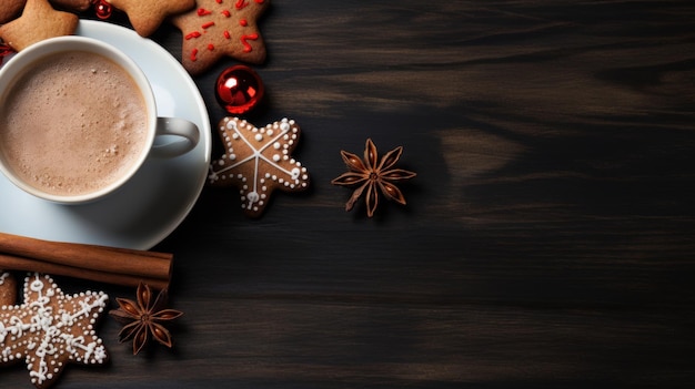 Una tazza di caffè a Natale spazio di copia fotorealistico IA generativa