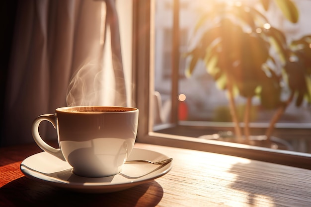 una tazza di caffè accanto al disegno di sfondo