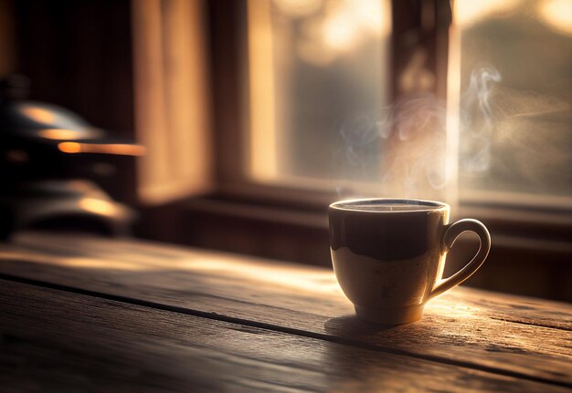 una tazza di caffè al vapore