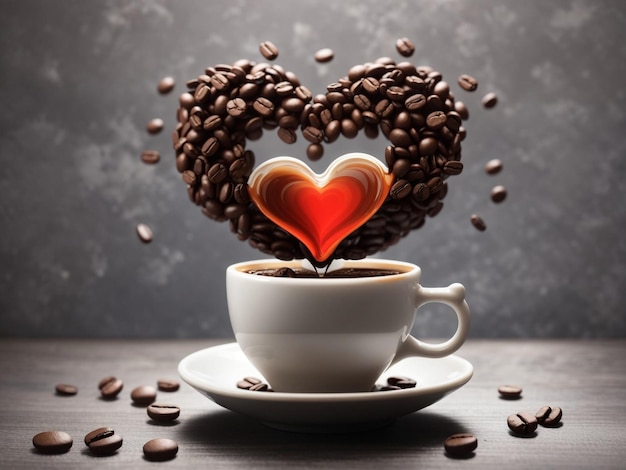 Una tazza di caffè amore forma foto di alta qualità sapore