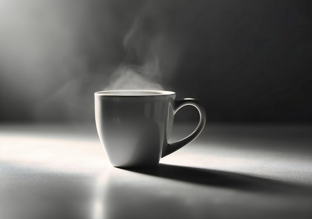 Una tazza di caffè bianco su uno sfondo bianco