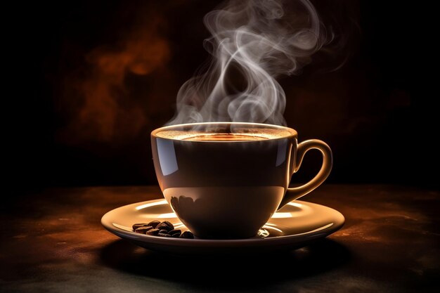 Una tazza di caffè caldo con vapore Generative Ai