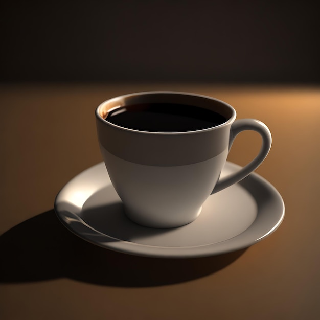 Una tazza di caffè caldo su un tavolo di legno
