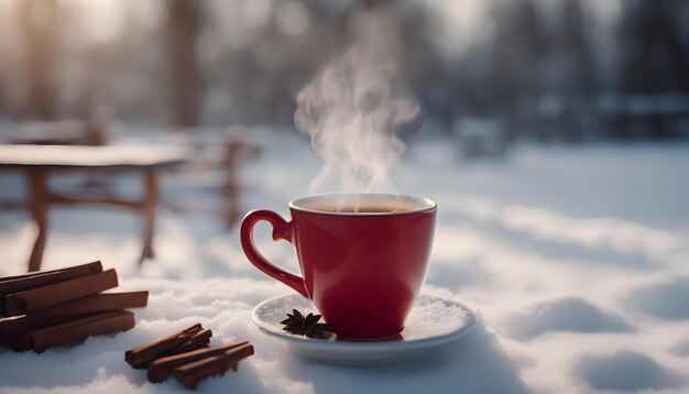 una tazza di caffè con il vapore che ne esce