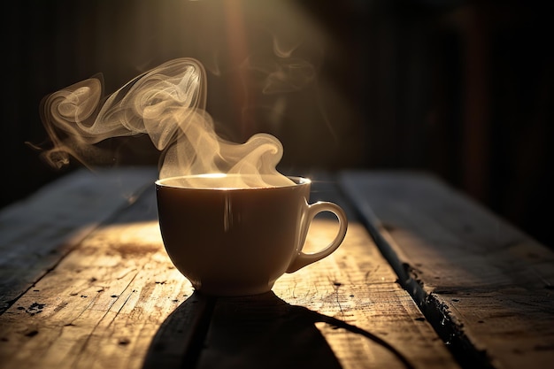 Una tazza di caffè con il vapore che ne sale