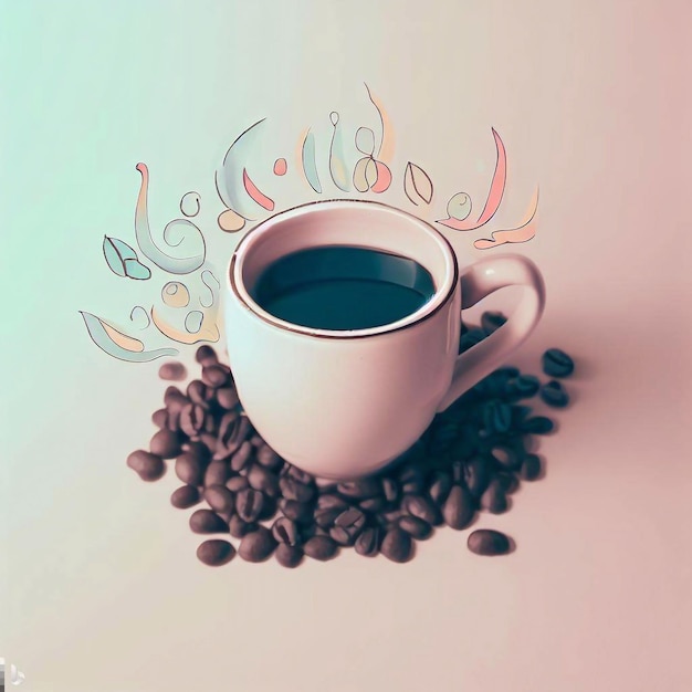 una tazza di caffè con le parole "caffè" sopra.