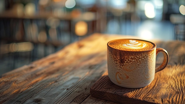 Una tazza di caffè con un cuore disegnato in schiuma