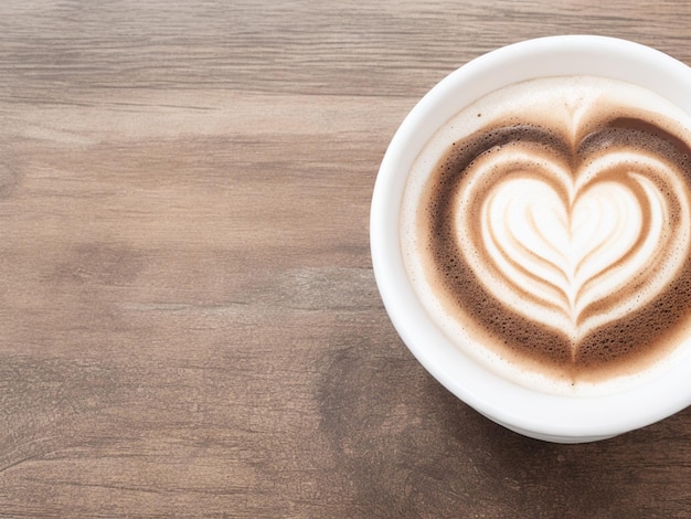 Una tazza di caffè con un cuore disegnato in schiuma