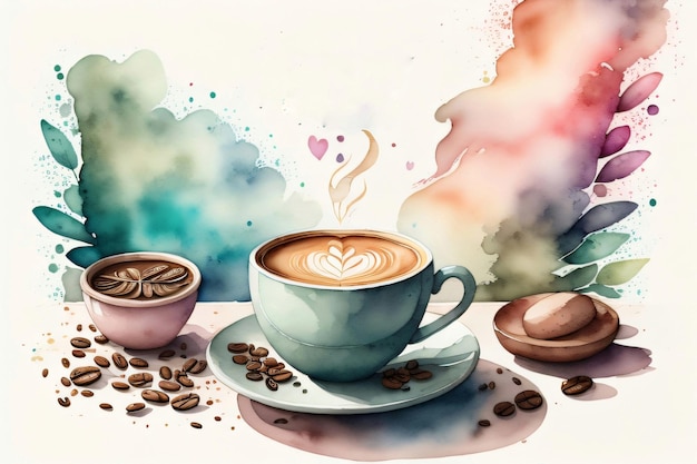 Una tazza di caffè con un design a forma di cuore