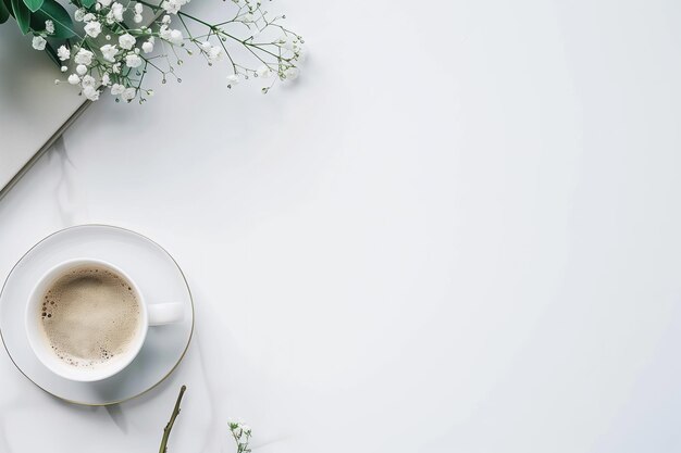 una tazza di caffè con un fiore dentro