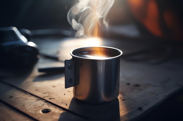 Una tazza di caffè con un'incredibile vista sulla natura