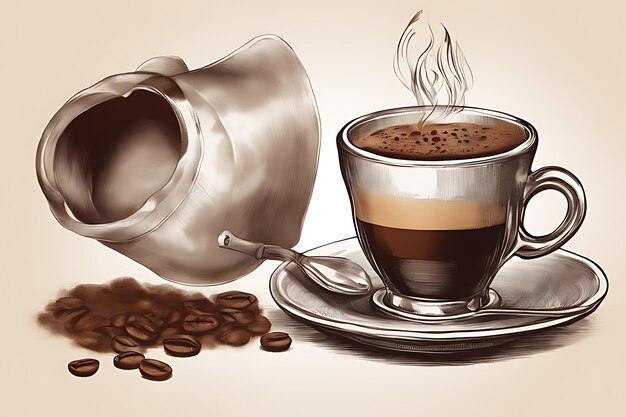 Una tazza di caffè con un latte a schiuma a forma di cuore