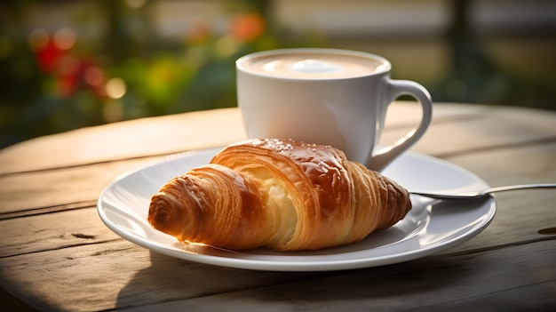 Una tazza di caffè con una pasticceria danese