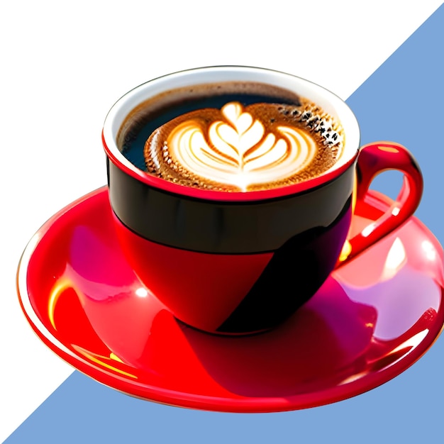 Una tazza di caffè è bella e colorata sullo sfondo trasparente