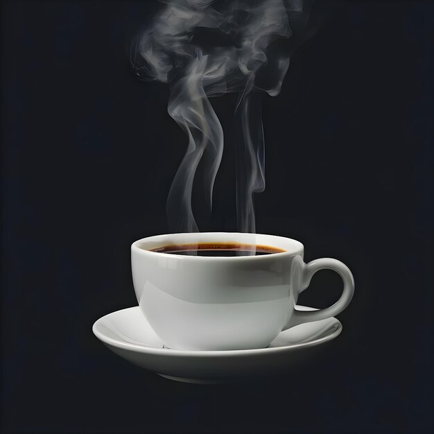 una tazza di caffè è su un piatto e un piatto con vapore che ne esce