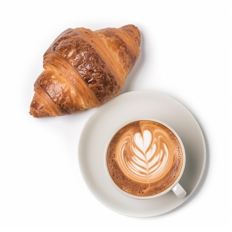 Una tazza di caffè e un cornetto