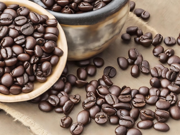 Una tazza di caffè in primo piano di caffè latte e caffè caldo sullo sfondo della tazza generative ai