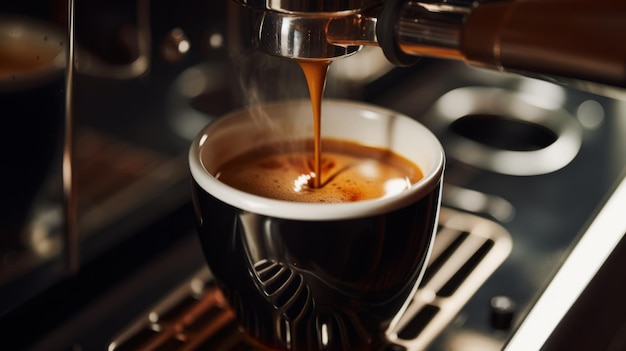 Una tazza di caffè in una macchina da caffè Espresso