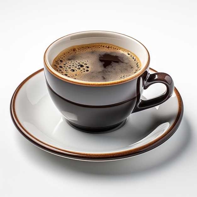 una tazza di caffè nero caldo isolato