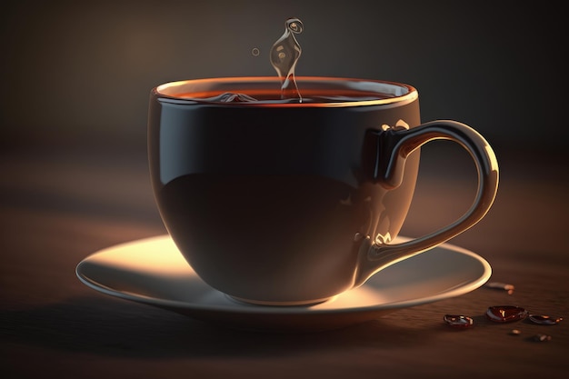 Una tazza di caffè nero forte e delizioso Illustrazione AI Generative