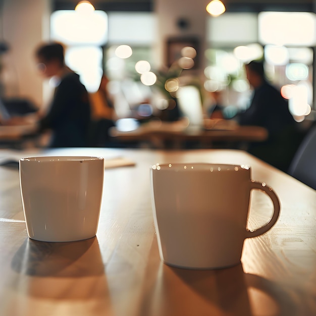 Una tazza di caffè o tè su un tavolo da lavoro