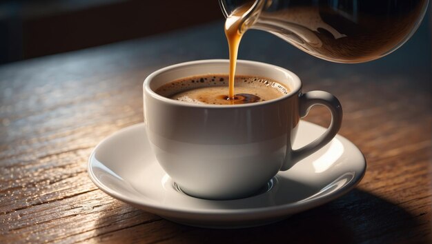 una tazza di caffè riempita di liquido