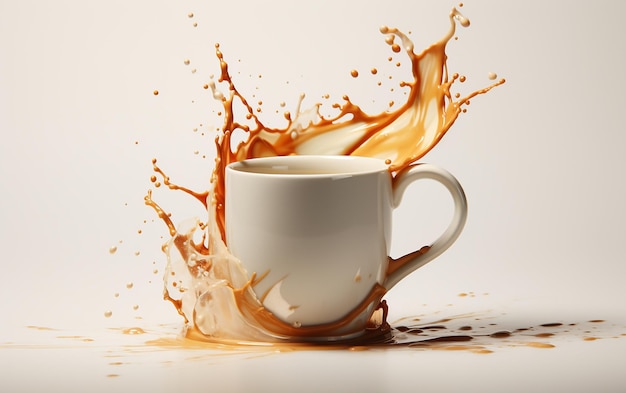 Una tazza di caffè su sfondo bianco