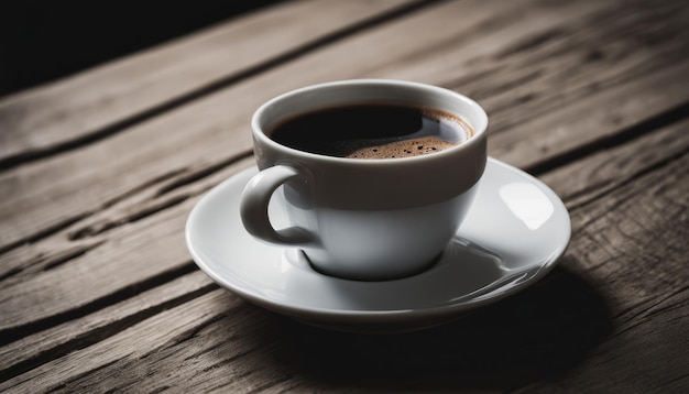 Una tazza di caffè su un piatto bianco