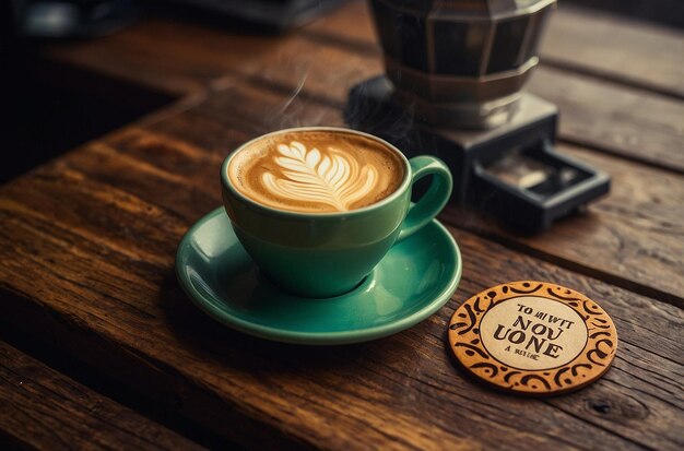 Una tazza di caffè su un sottomarino con una motiva