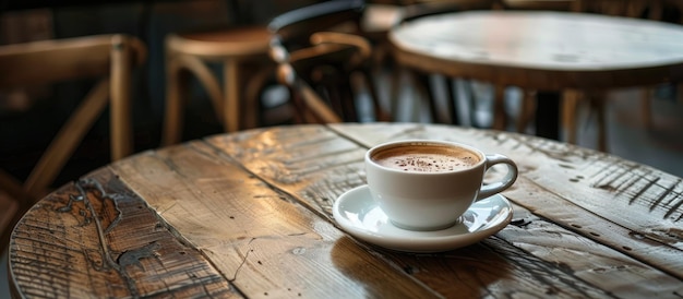 Una tazza di caffè su un tavolo da caffè