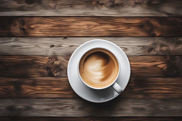 Una tazza di caffè su un tavolo di legno rustico
