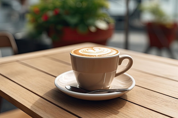 una tazza di caffè su un tavolo