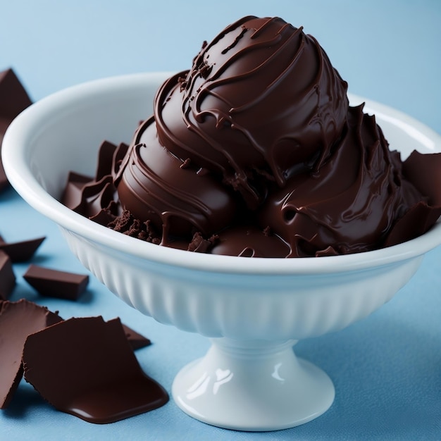 Una tazza di gelato al cioccolato.