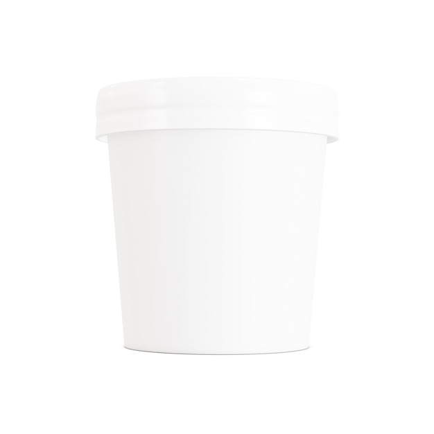 una tazza di gelato vuota isolata su uno sfondo bianco